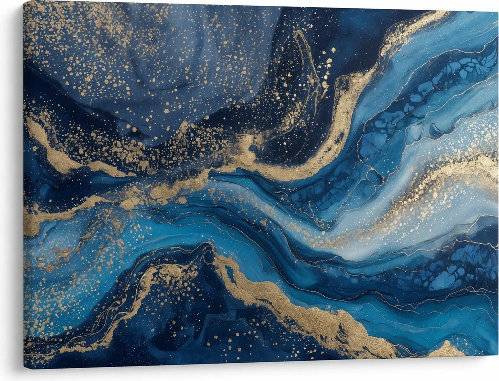 Obraz - Modrozlatý abstraktný mramor (70x50 cm)