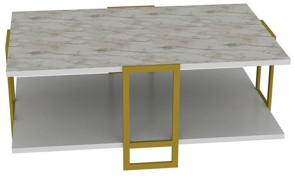 Konferenčný stolík Polka White and Gold