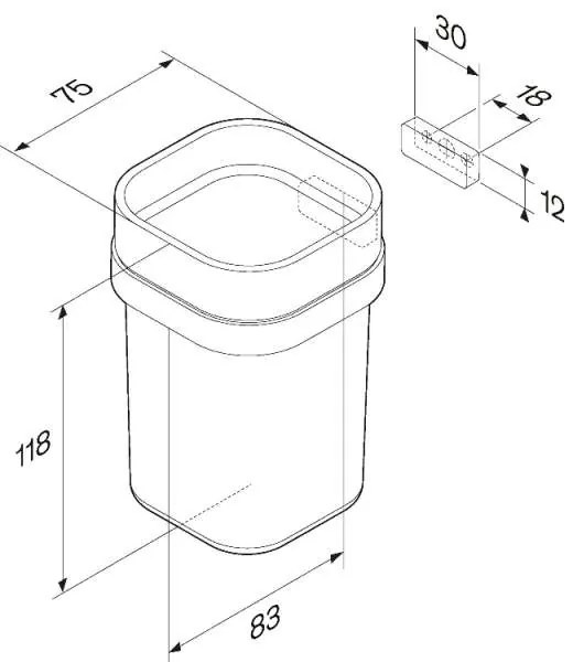 Sklenený pohár na zubné kefky AM.PM Func A8F34300 nástenný, chróm