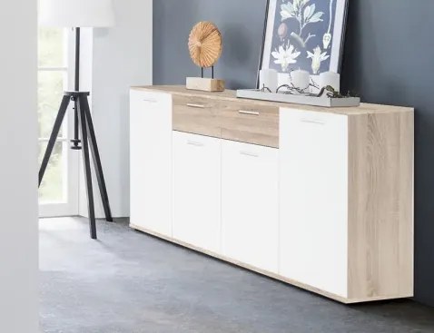 Široká komoda Jacky, dub sonoma/biela%
