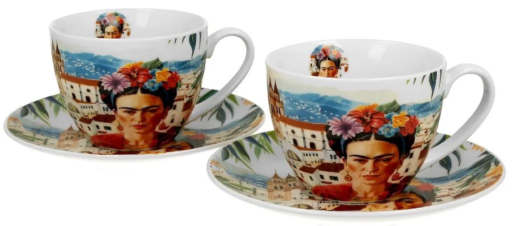 Duo Porcelánová šálka s podšálkou Mexican Art Frida 270 ml sada 2ks