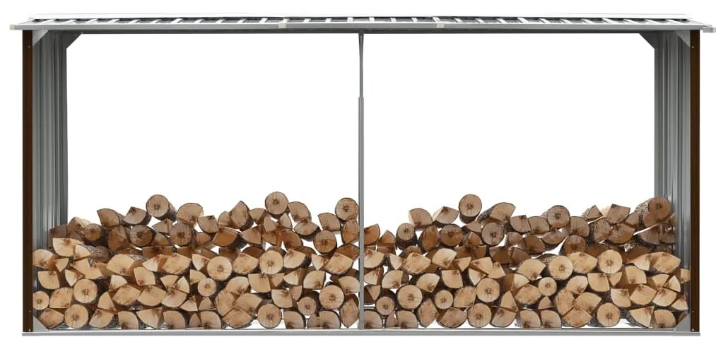 Záhradná kôlňa na drevo hnedá 330x92x153 cm galvanizovaná oceľ 47087