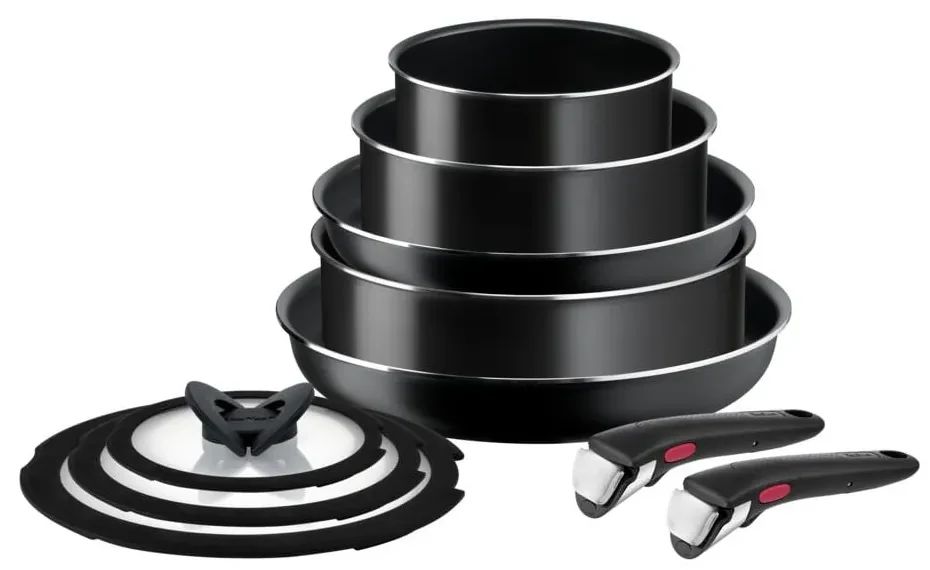 Hliníková súprava riadu 10 ks INGENIO EASY COOK & CLEAN BLAC L1549042 – Tefal