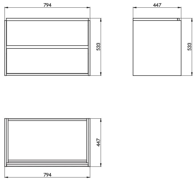 Cersanit Crea, závesná skrinka s umývadlom 80cm, set B110, šedá, S801-284