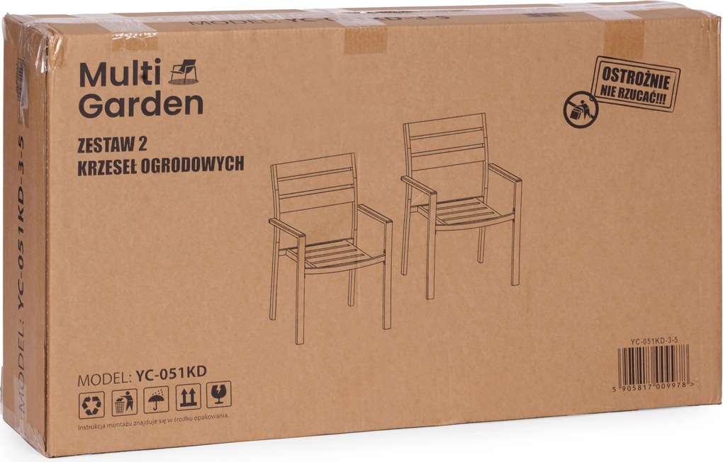 MultiGarden Sada 2 záhradných stoličiek HDPE oceľ - čierna MultiGarden