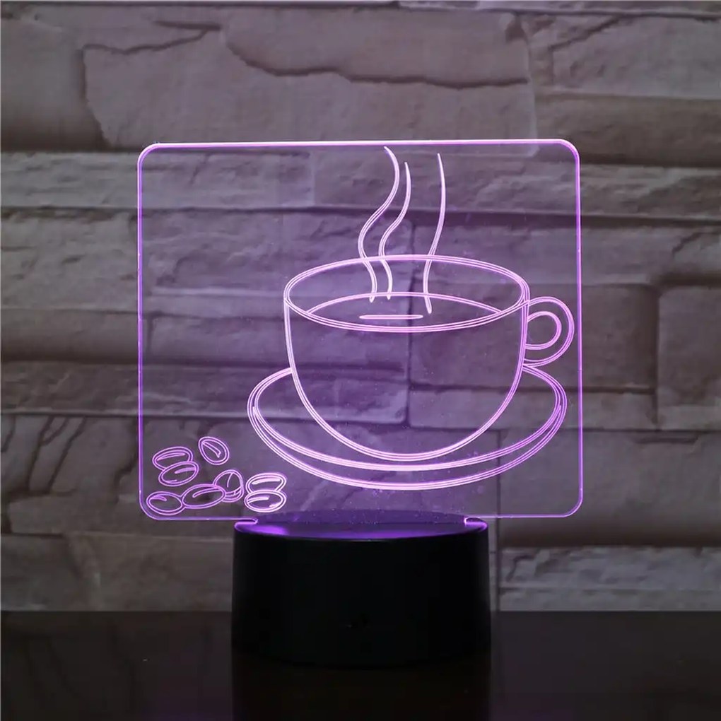 3Dmix 3DL-BTB033 – 3D LED nočná lampa - Káva (Bluetooth reproduktor - farba biela)