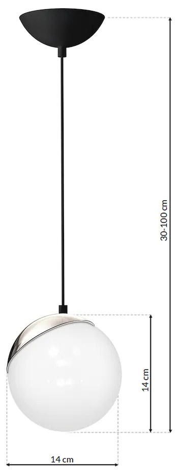 Závesné svietidlo Sfera, 1x biele sklenené tienidlo, b/ch