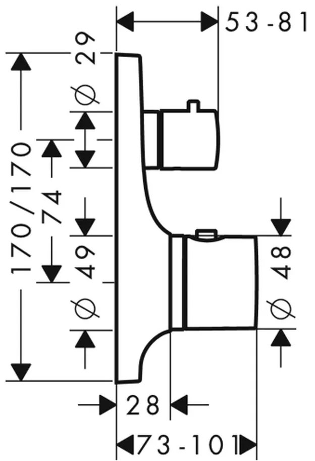 Axor Massaud - Termostatická batéria pod omietku s uzatváracím ventilom, chróm 18745000