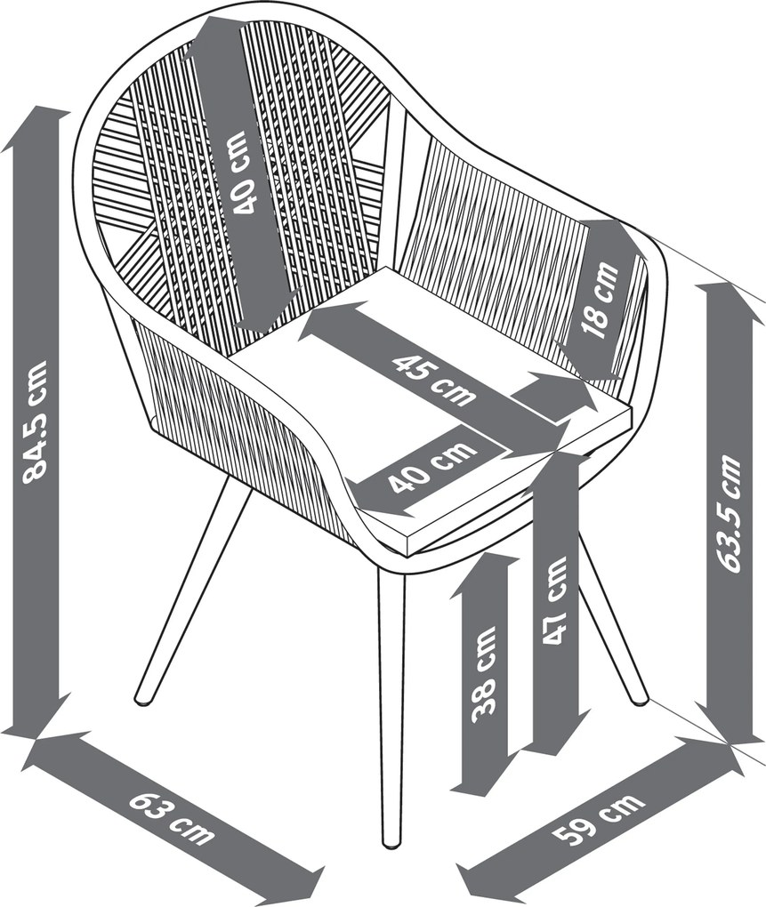 Otočná záhradná stolička s textilným krížovým výpletom