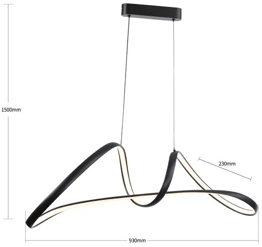 Brilagi-LED Stmievateľný závesný luster TWISTER LED/60W/230V 3000-6000K čierny + diaľkové ovládanie