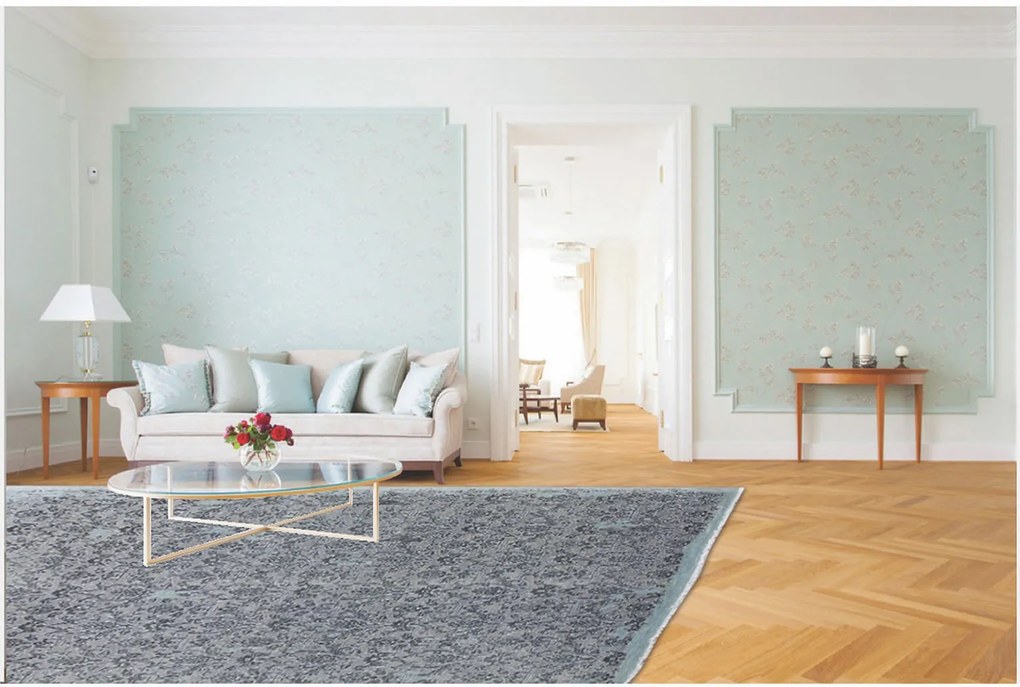 Diamond Carpets koberce Ručne viazaný kusový koberec Diamond DC-M 5 Light grey / aqua - 180x275 cm
