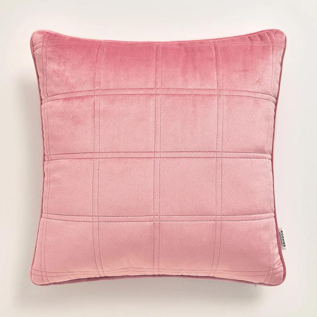 Room99 Dekoračná obliečka na vankúš Colette Velvet Prešívaná Kocky Farba: Ružová, Veľkosť: 30 x 50 cm