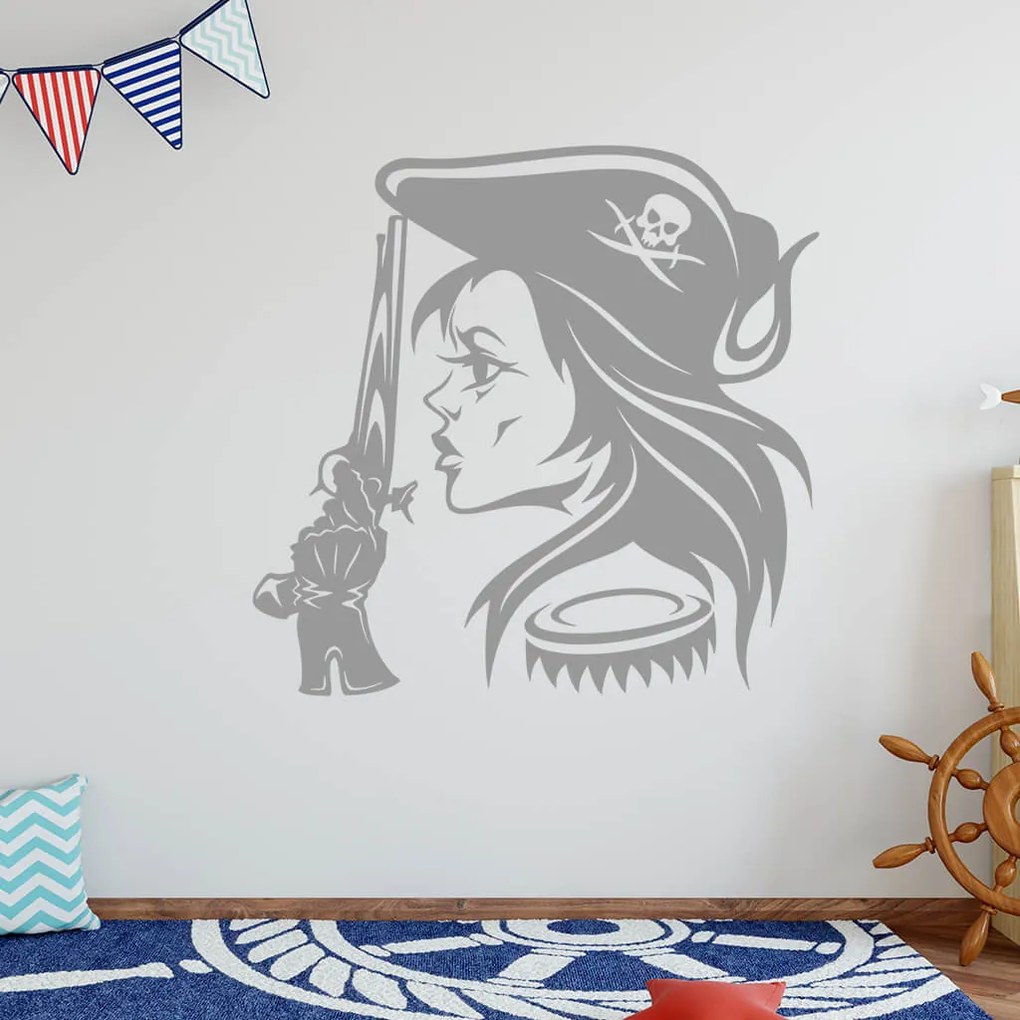 Veselá Stena Samolepka Hlava Pirátky Farba: žlutá, Veľkosť: 60 x 60 cm