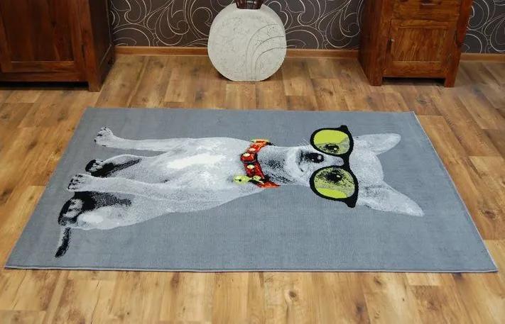 MAXMAX Detský koberec CRAZY DOG - sivý