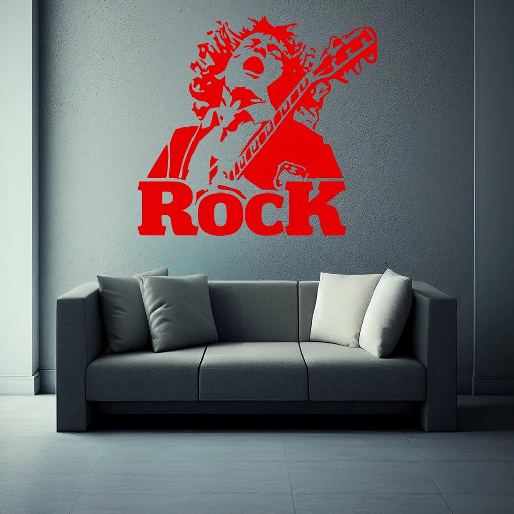 Veselá Stena Samolepka Angus Young AC/DC Farba: oranžová, Veľkosť: 80 x 74 cm