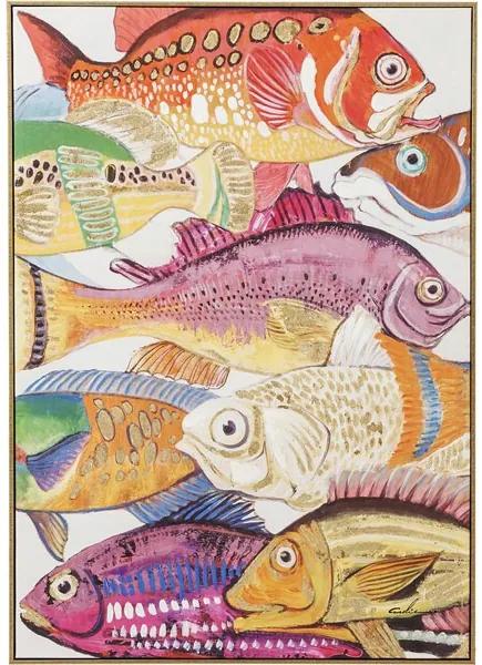 KARE DESIGN Obraz s ručnými ťahmi Fish Meeting One 100 × 70 cm