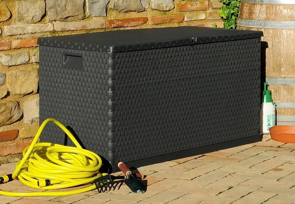 Záhradný plastový box RATTAN 420 L, grafitový
