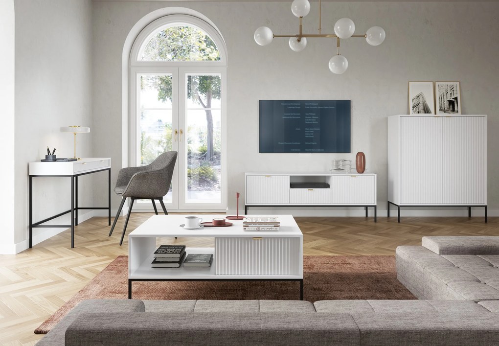 Televízny stolík Nova 154 cm biely/čierny