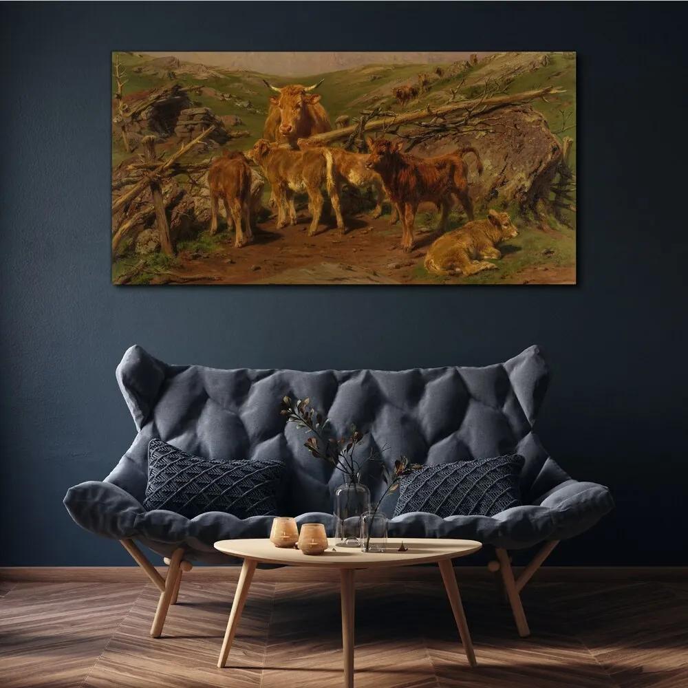 Obraz canvas Krajina kravy zvierat