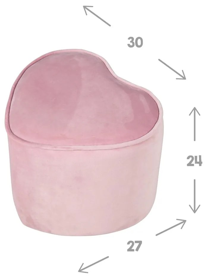 Svetloružový zamatový detský puf Lil Sofa – Roba