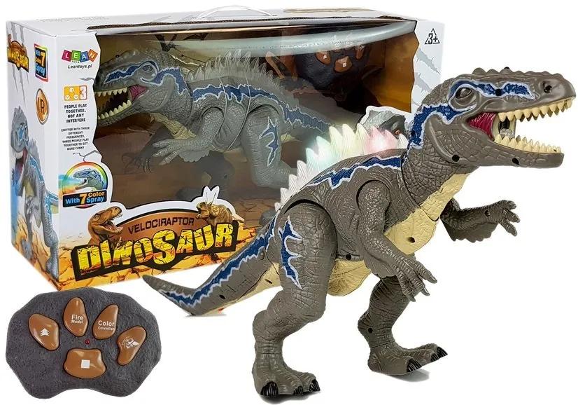 LEAN TOYS Interaktívny dinosaurus na batérie - sivý