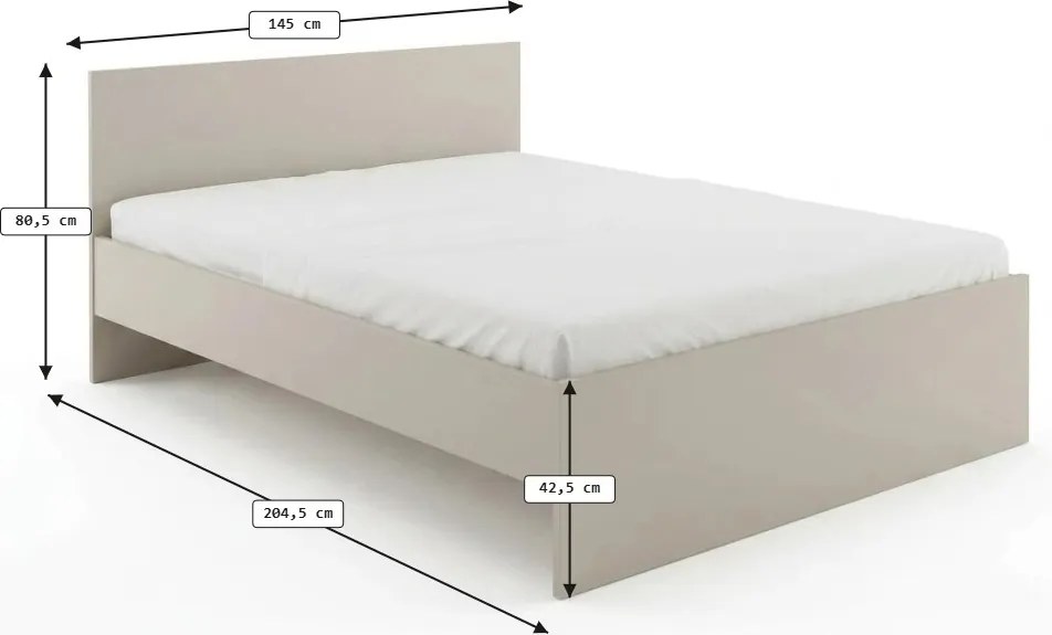 Posteľ ELISA 140 x 200 cm, kašmírovo béžová Rošt: Bez roštu, Matrac: Matrac COCO MAXI 20 cm