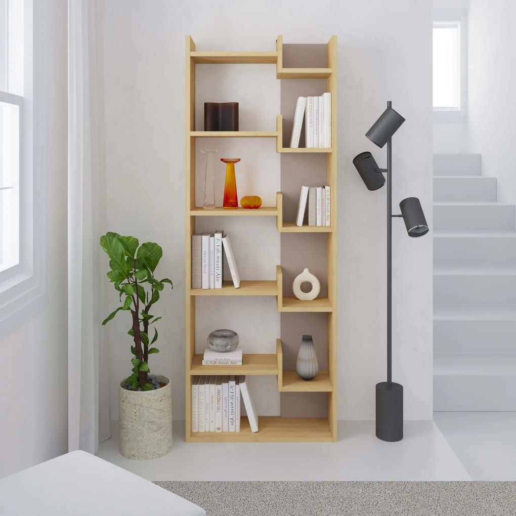 Moderná knižnica Houseland Oppa dub prírodný/mocha