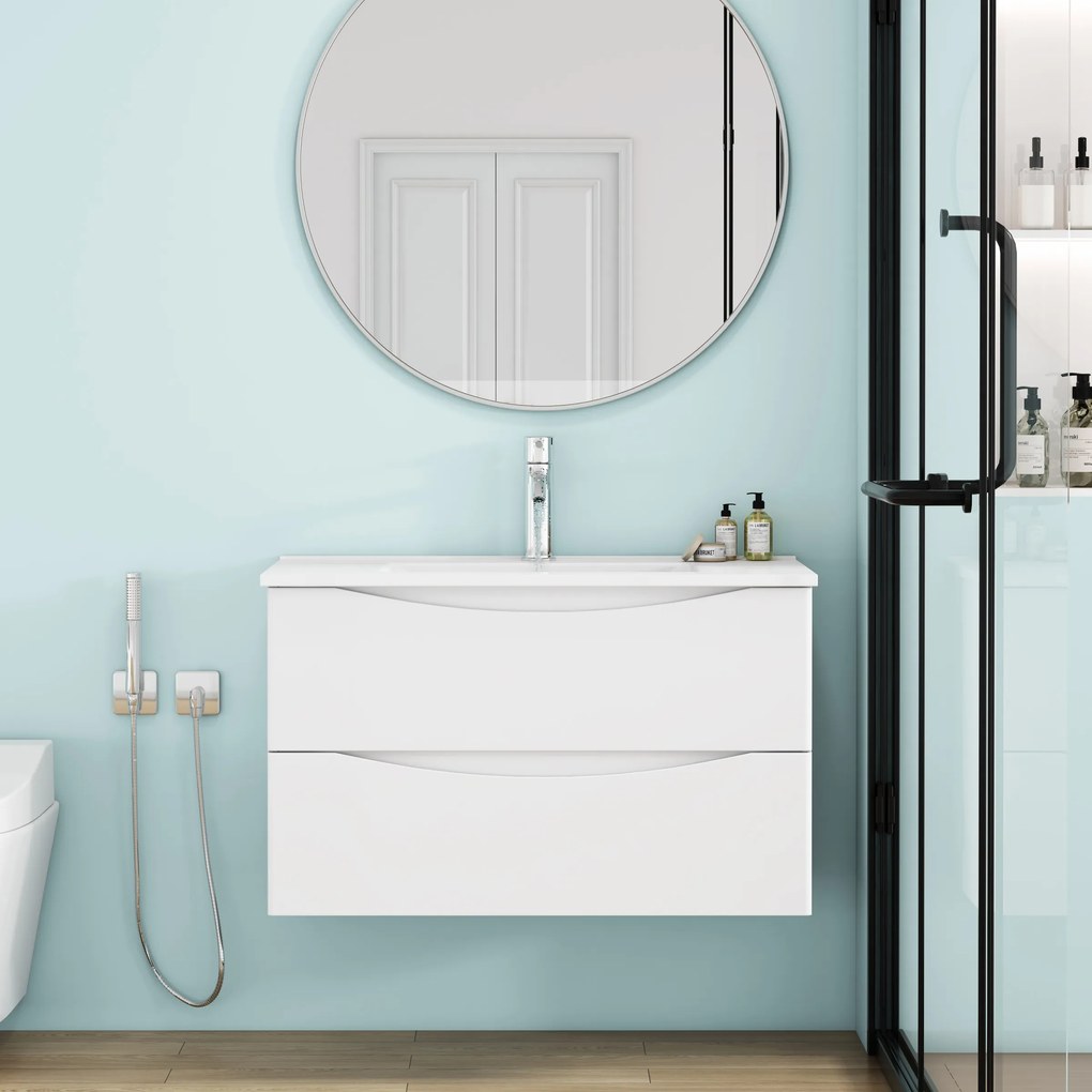 Závesná skrinka pod umývadlo Houseland Nirela 80 cm biela