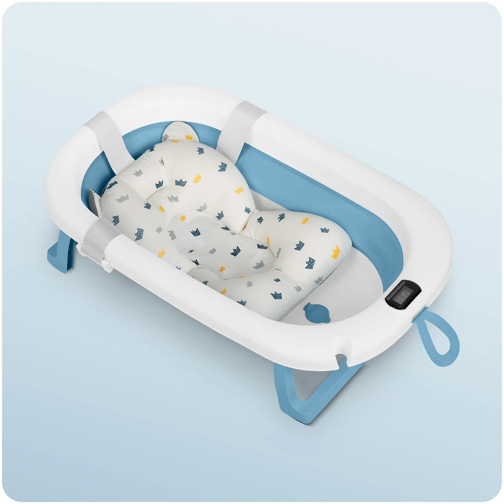 Ricokids Skladacia vanička pre deti, dojčatá s teplomerom a vložkou RK-287 biela a modrá