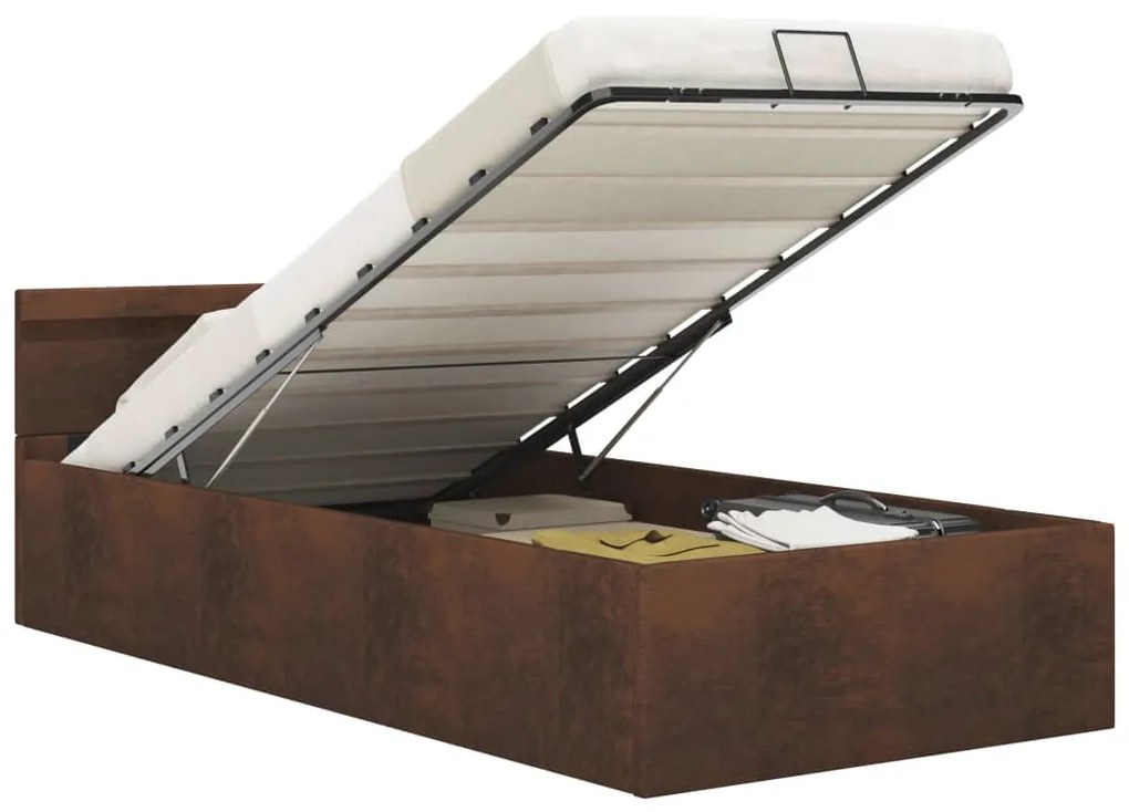 vidaXL Hydraulický posteľný rám+úložný priestor, LED, látka 100x200 cm