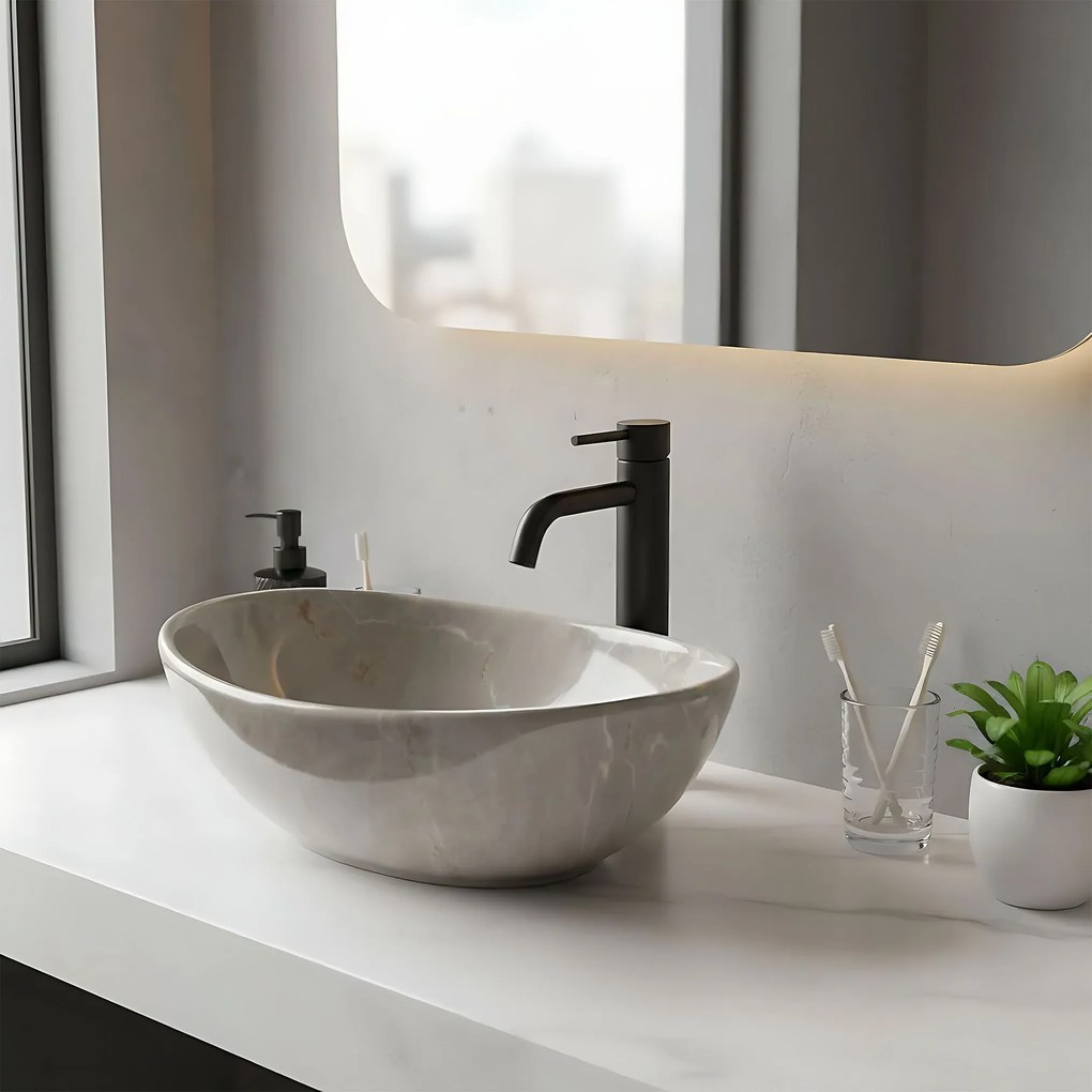 Rea Sofia Mini, umývadlo na dosku 350x260x125 mm, imitácia kameňa - kashmir, REA-U9238