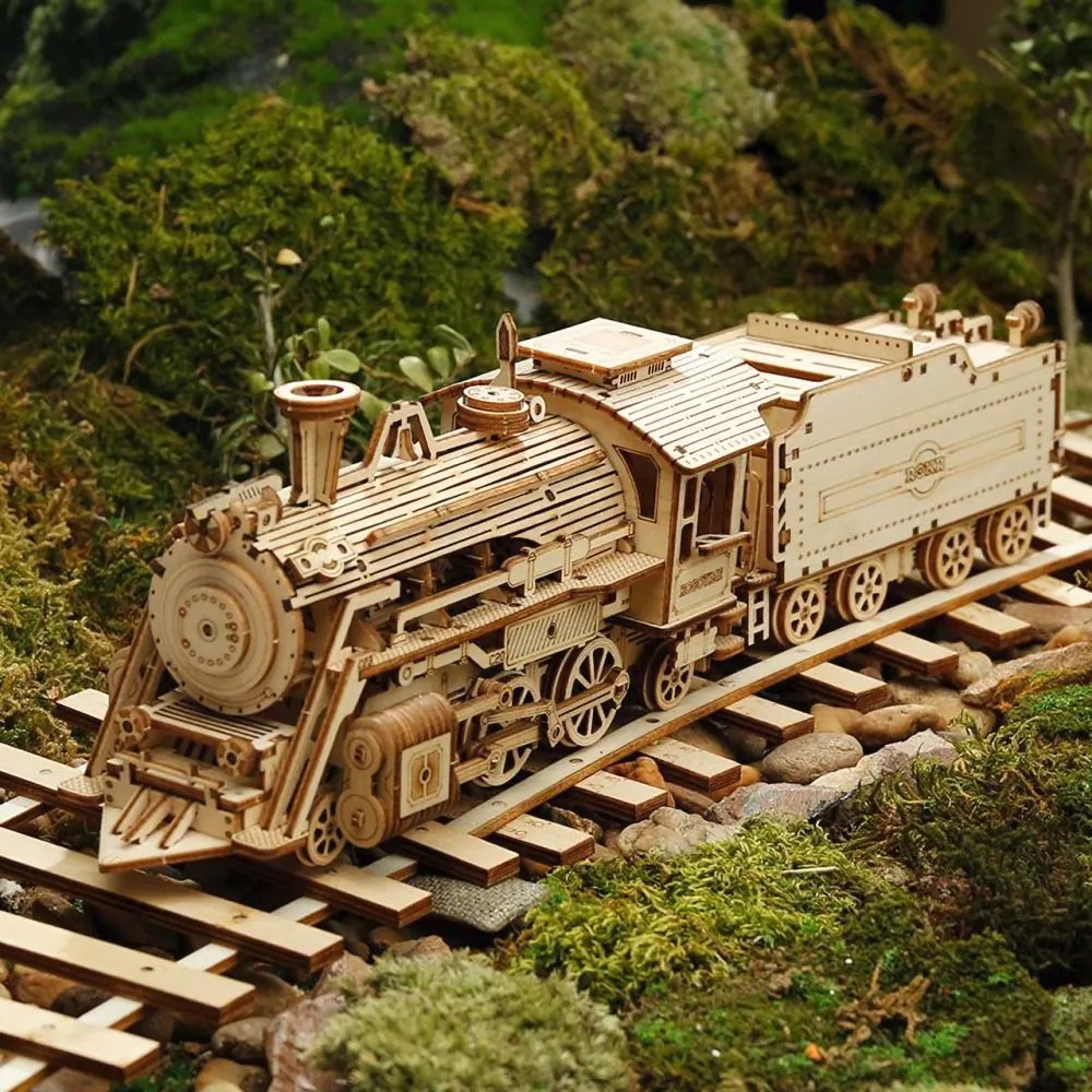 Robotime 3D drevené puzzle Parní lokomotiva Prime Steam Express 1:80 308 ks