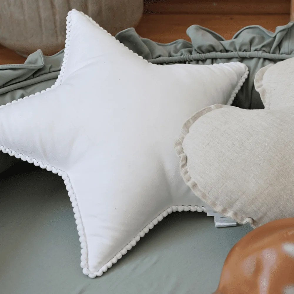 Boho vankúš hviezda s bublinkami biely 44 cm
