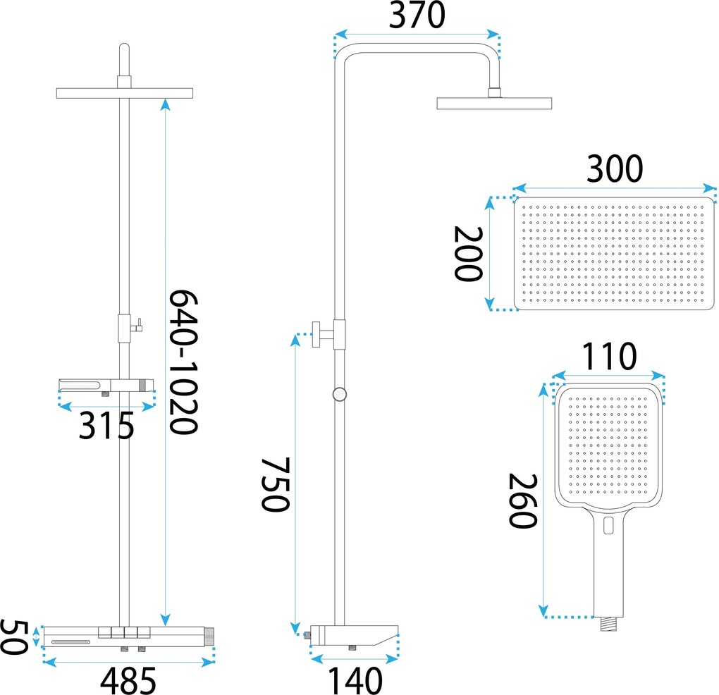 Rea Pedro, sprchový set s termostatom, čierna matná, REA-P0897