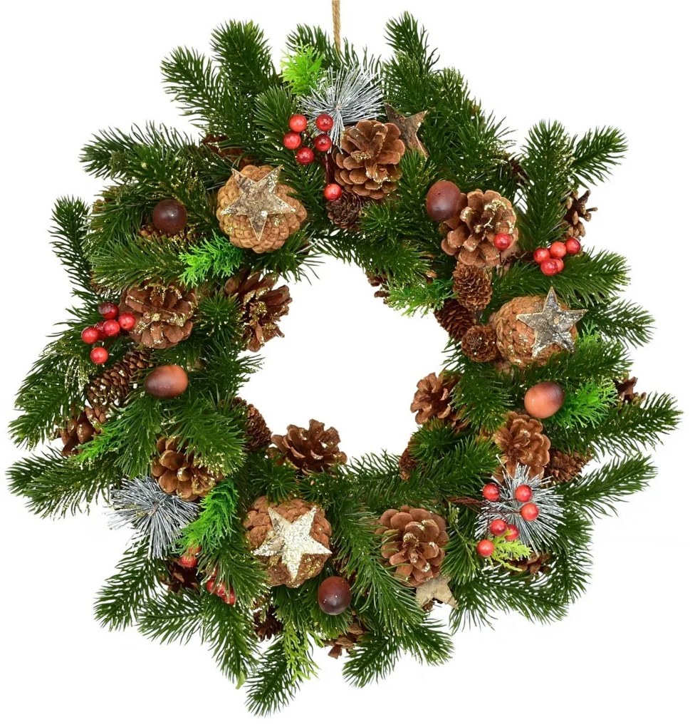 Vianočný ozdobený smrekový veniec Winter Dream, 40 cm