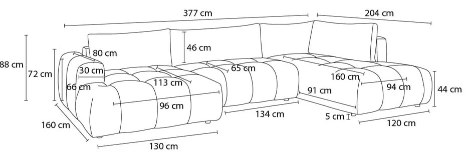 Taupe rozkladacia/s úložným priestorom rohová pohovka (pravý roh/do tvaru "U") Fuji – Bobochic Paris