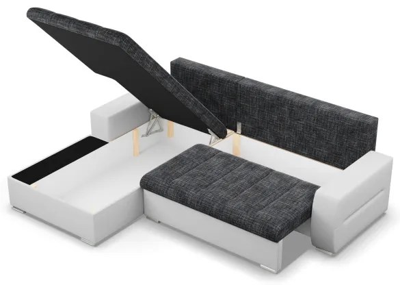 Rohová rozkladacia sedačka AURORA ľavá popolová / biela
