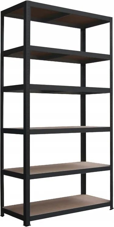 Regál 240x120x40 cm lakovaný 6-policový, nosnosť 720 kg - ČIERNÝ