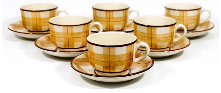 Výrobce po 1 ks Čajová sada 6x keramická šálka Lucie s podšálkou béžová