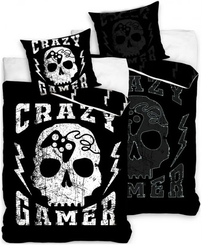 Bavlnené posteľné obliečky Crazy Gamer - so svietiacim efektom - 100% bavlna Renforcé - 70 x 90 cm + 140 x 200 cm