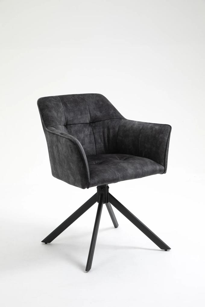 Dizajnová otočná stolička Giuliana tmavosivý zamat