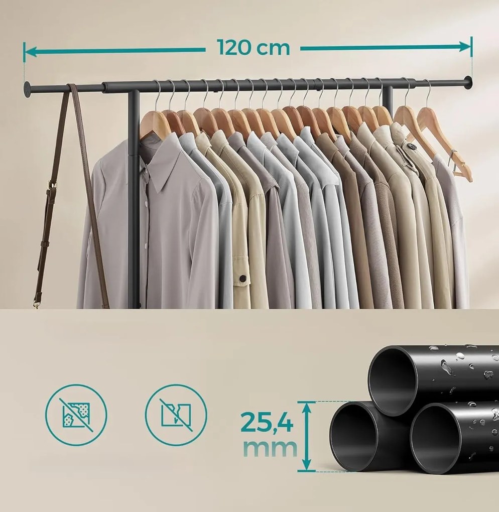 Pojazdný stojan na oblečenie Merino 83-120 cm čierny
