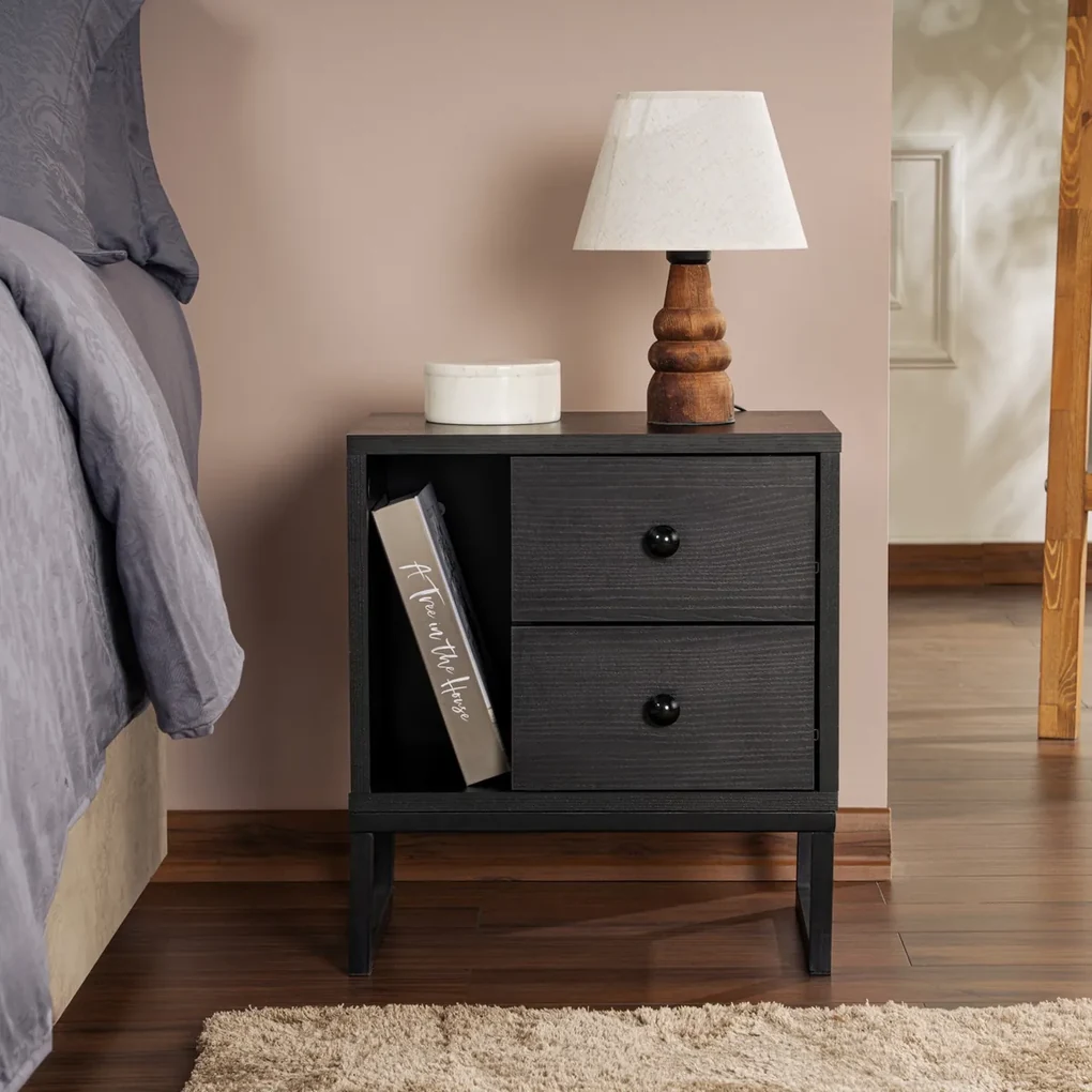 Nočný stolík Glimmer Wood Black