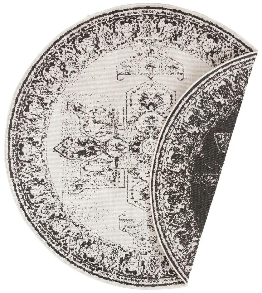 Čierno-krémový vonkajší koberec NORTHRUGS Borbon, ø 140 cm