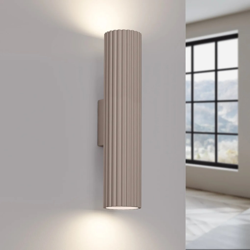 Nástenné svietidlo Karbon, 1x tmavobéžové hliníkové tienidlo, (30 cm)