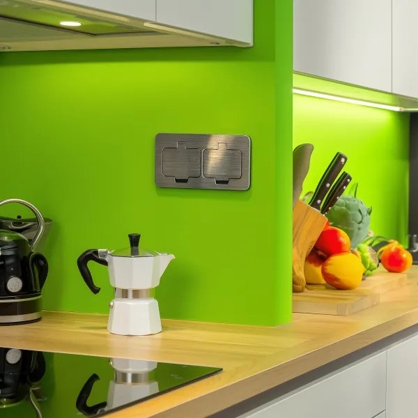 Brilagi - Vonkajšia vstavaná podlahová dvojzásuvka IP55 matný chróm obdĺžnikový