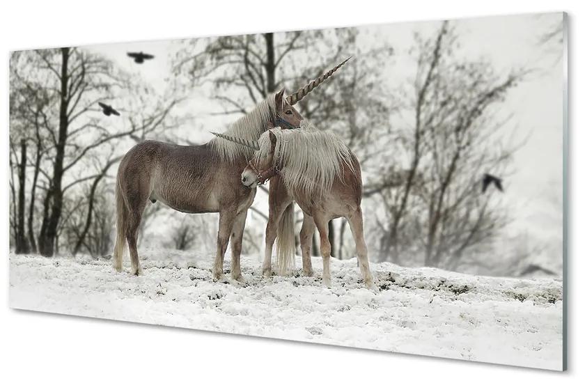 Obraz na akrylátovom skle Zimný lesné jednorožce 125x50 cm