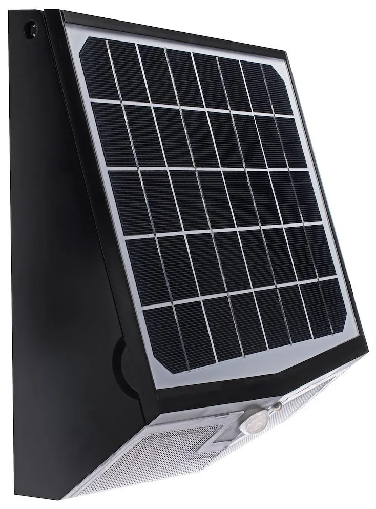 Exteriérové solárne nástenné LED svietidlo Solar, 1x LED 15w, čierna, pohybový senzor, ovládač