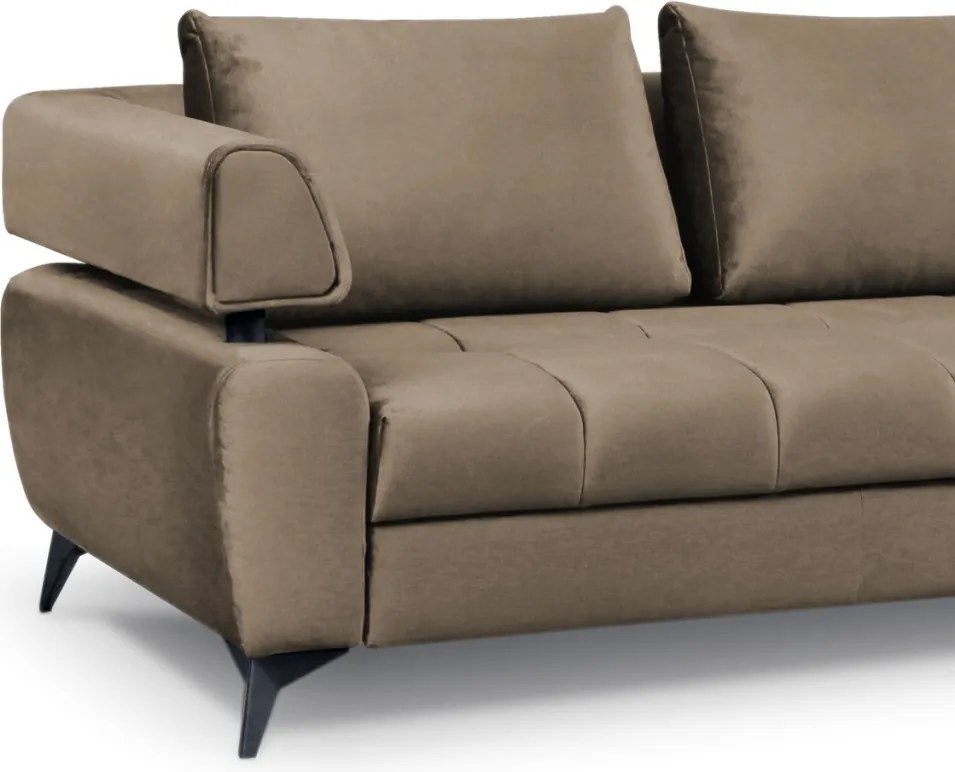 Rohová sedacia súprava Paris, svetlo hnedá látka, pravý roh