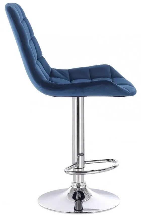 LuxuryForm DESIGN Barová stolička PARIS VELUR na striebornom tanieri - modrá